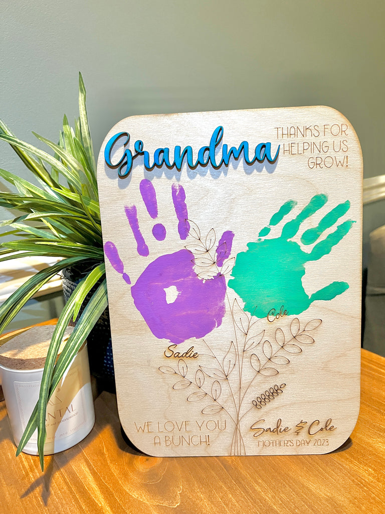 Thanks For Helping Us Grow Handprint Laser Sign