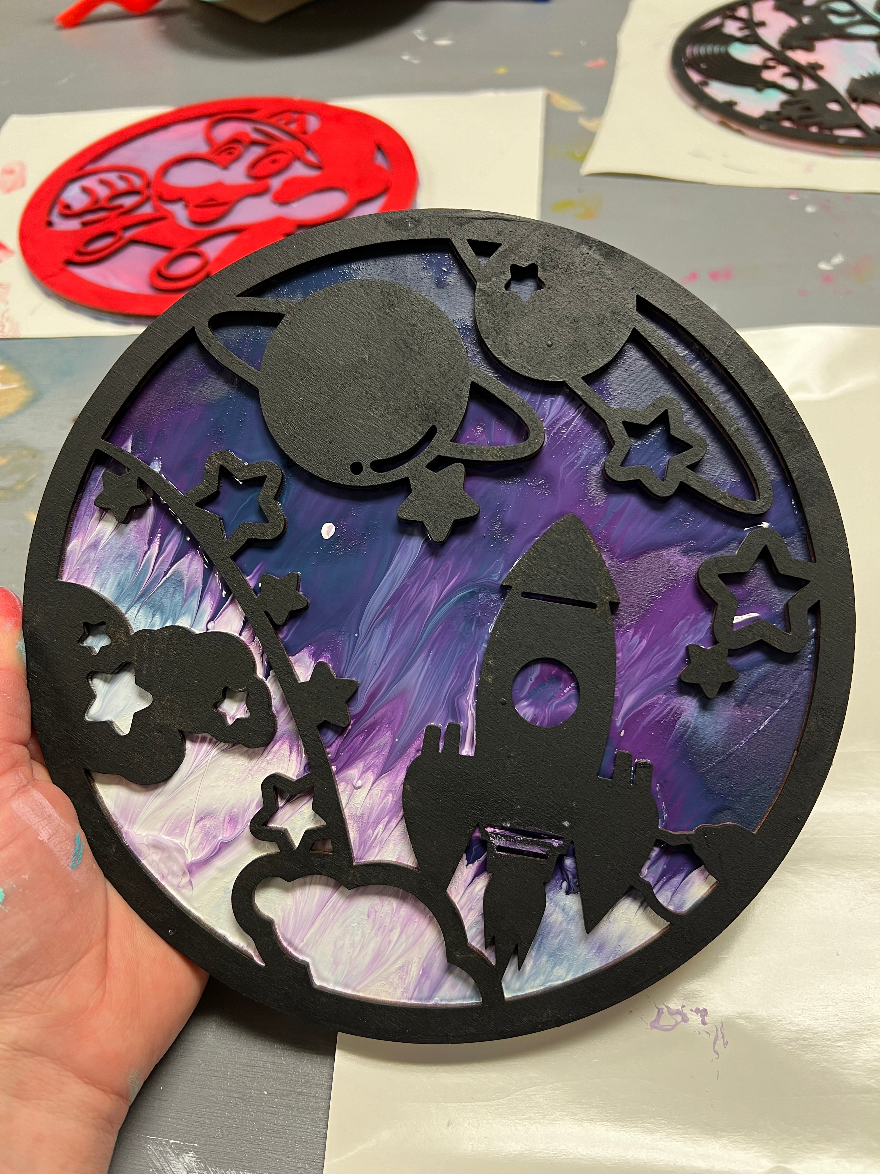 3D Dirty Pour Wood Silhouette Party