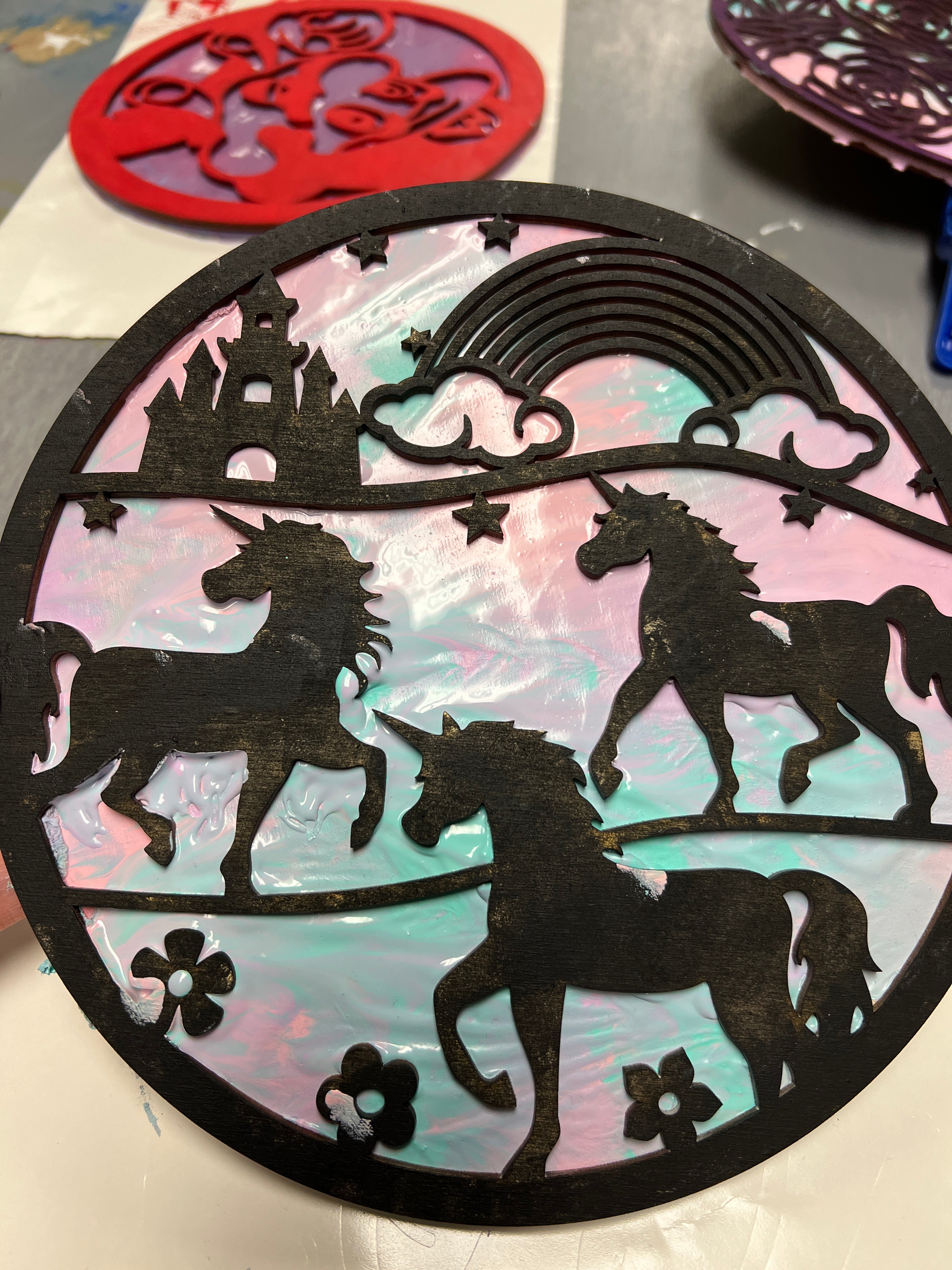 3D Dirty Pour Wood Silhouette Party
