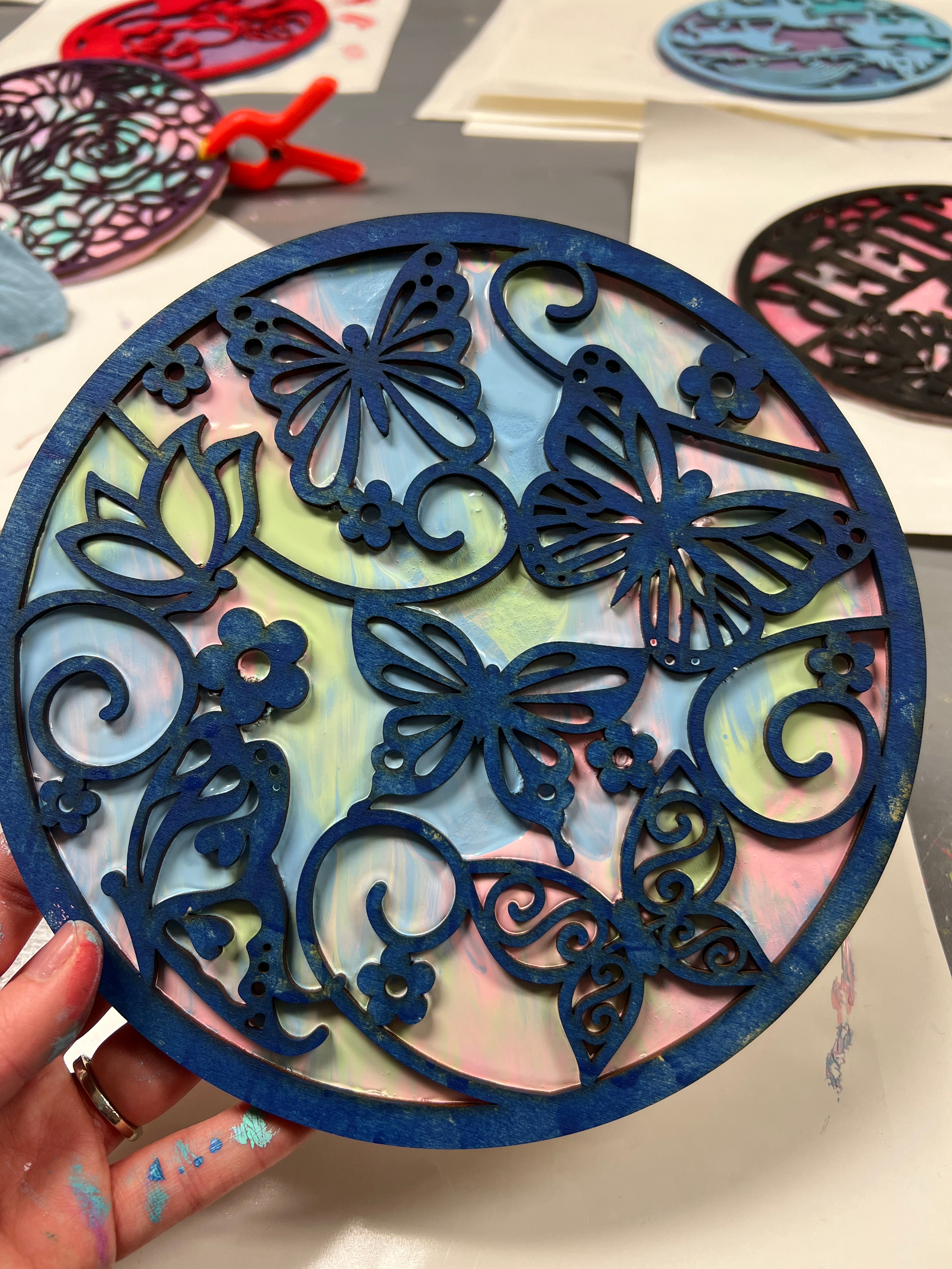3D Dirty Pour Wood Silhouette Party