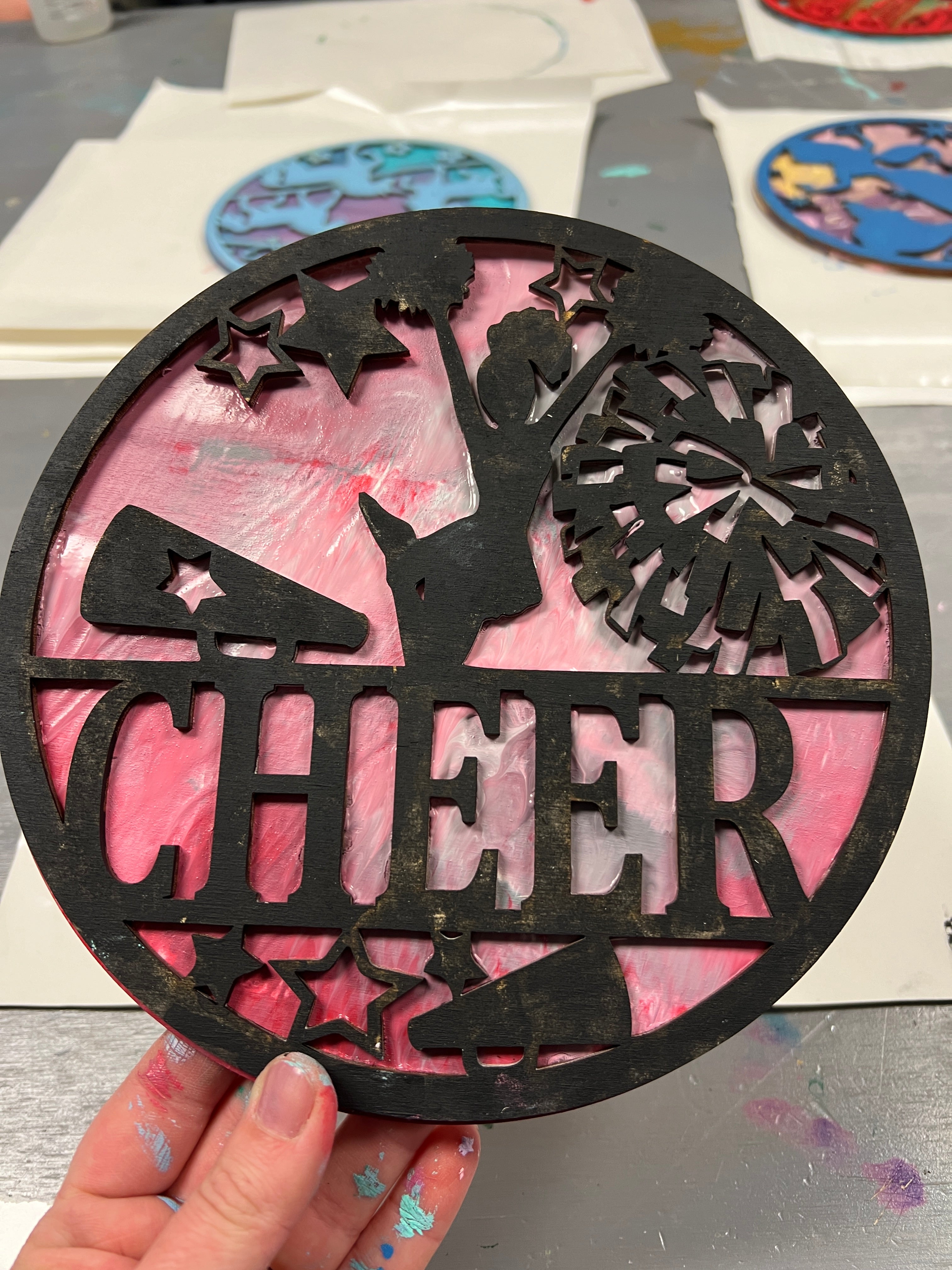3D Dirty Pour Wood Silhouette Party