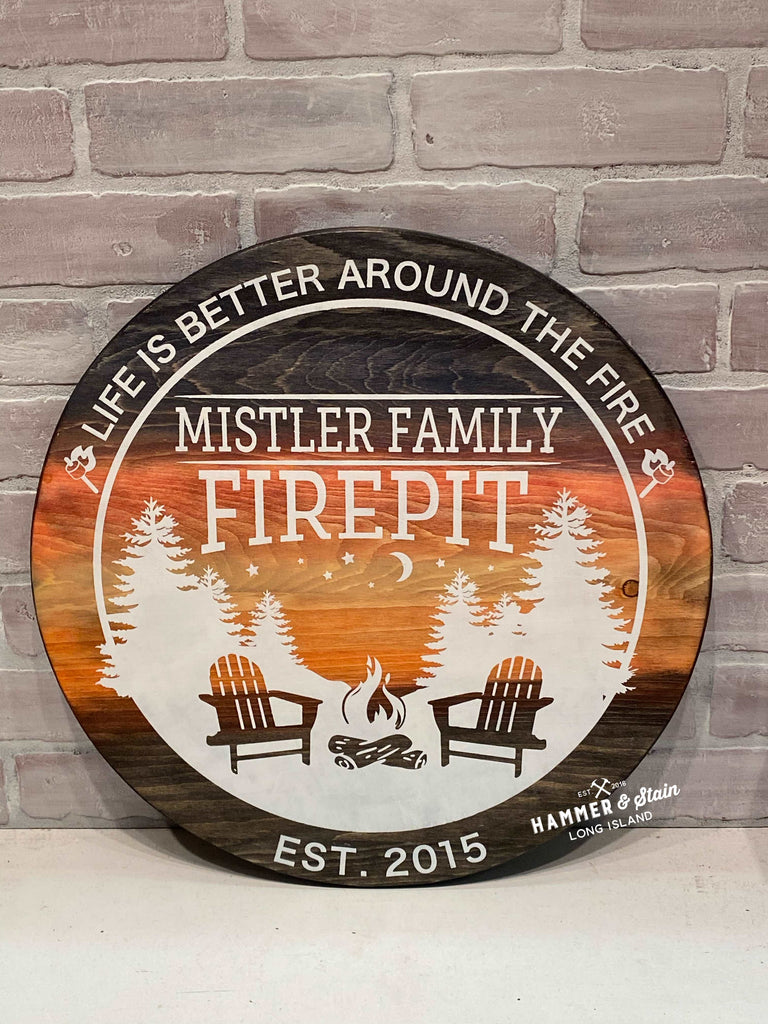 Firepit Family Name Round
