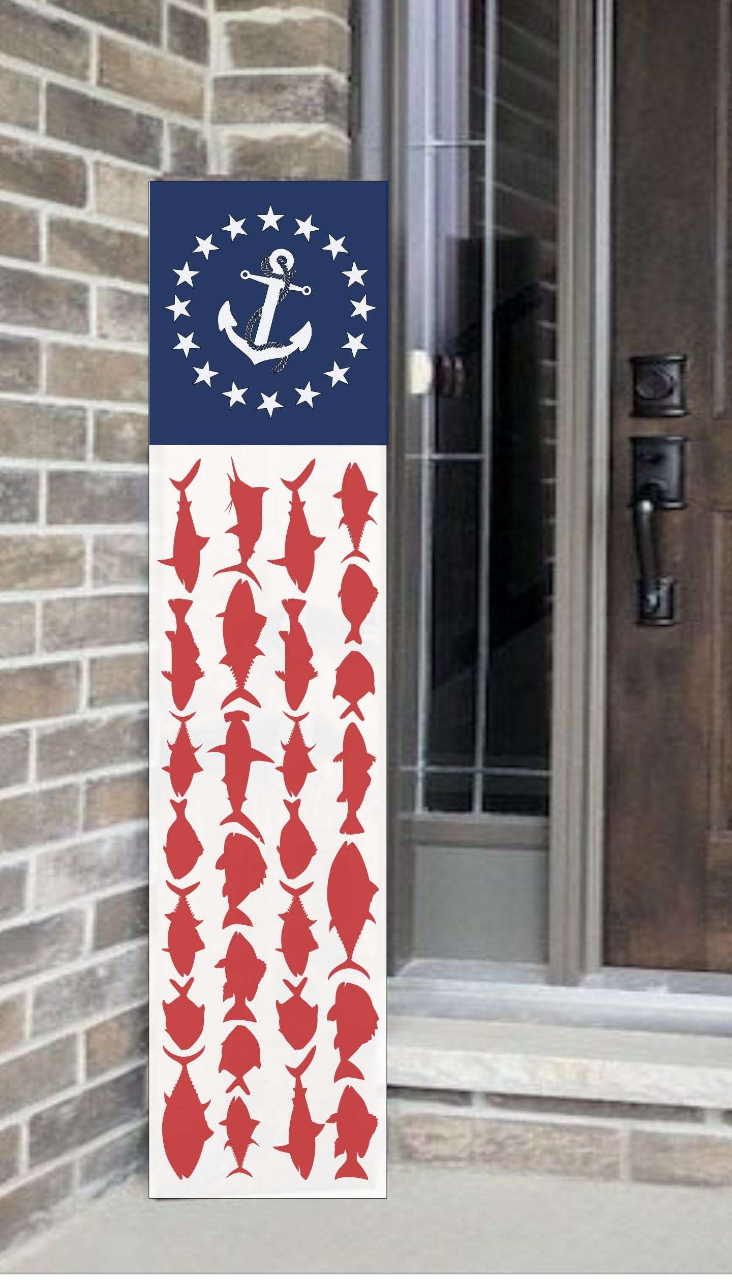 Anchor Fish Flag Porch Plank