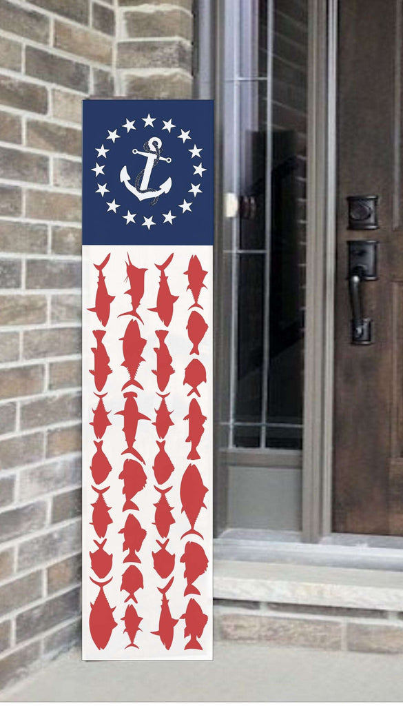Anchor Fish Flag Porch Plank