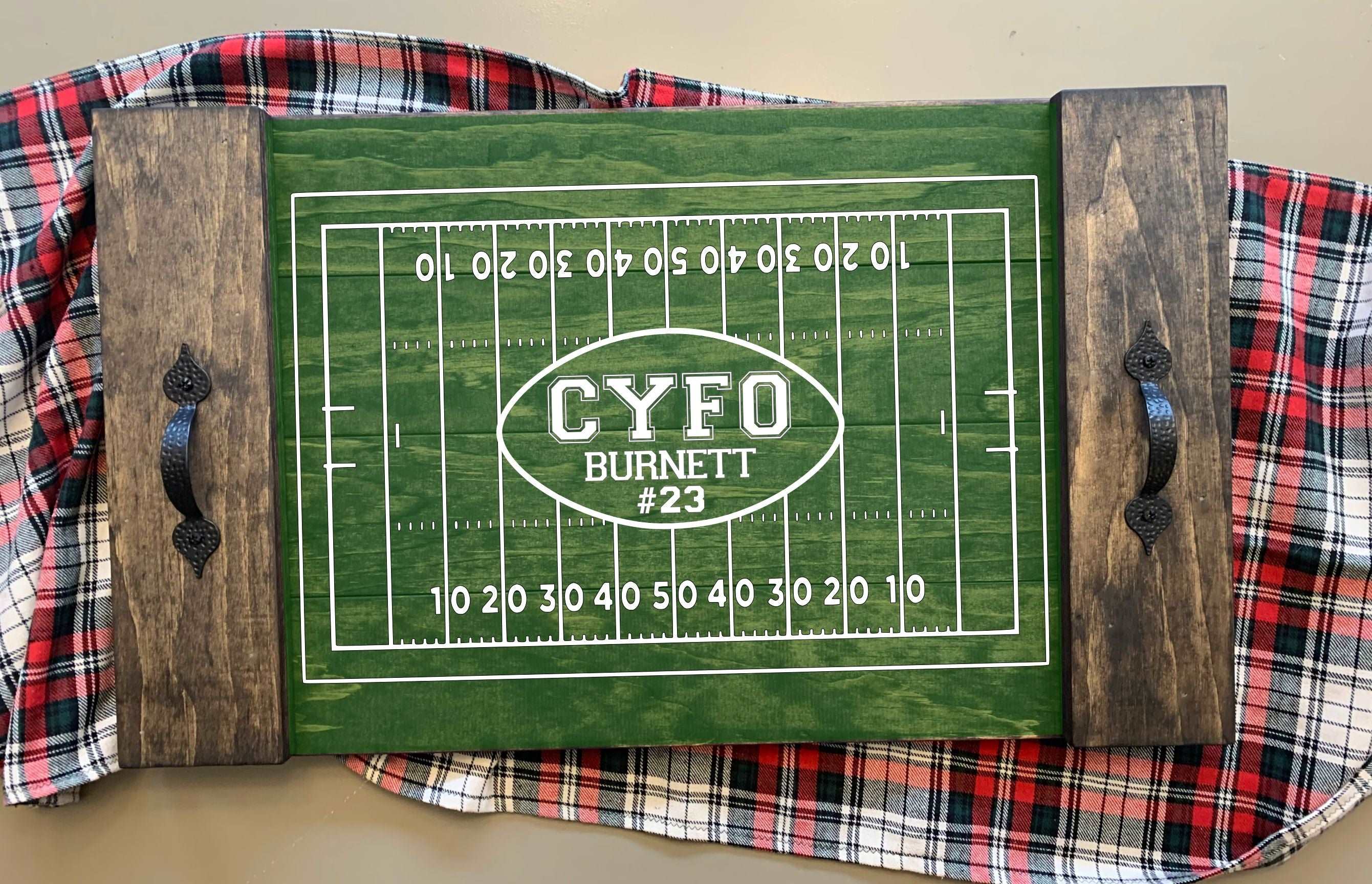 Football w/Team Name Farmhouse Tray