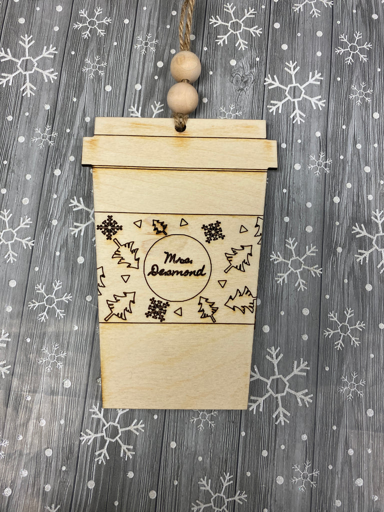 Personalized Coffee Cup Ornament Gift Card Holder