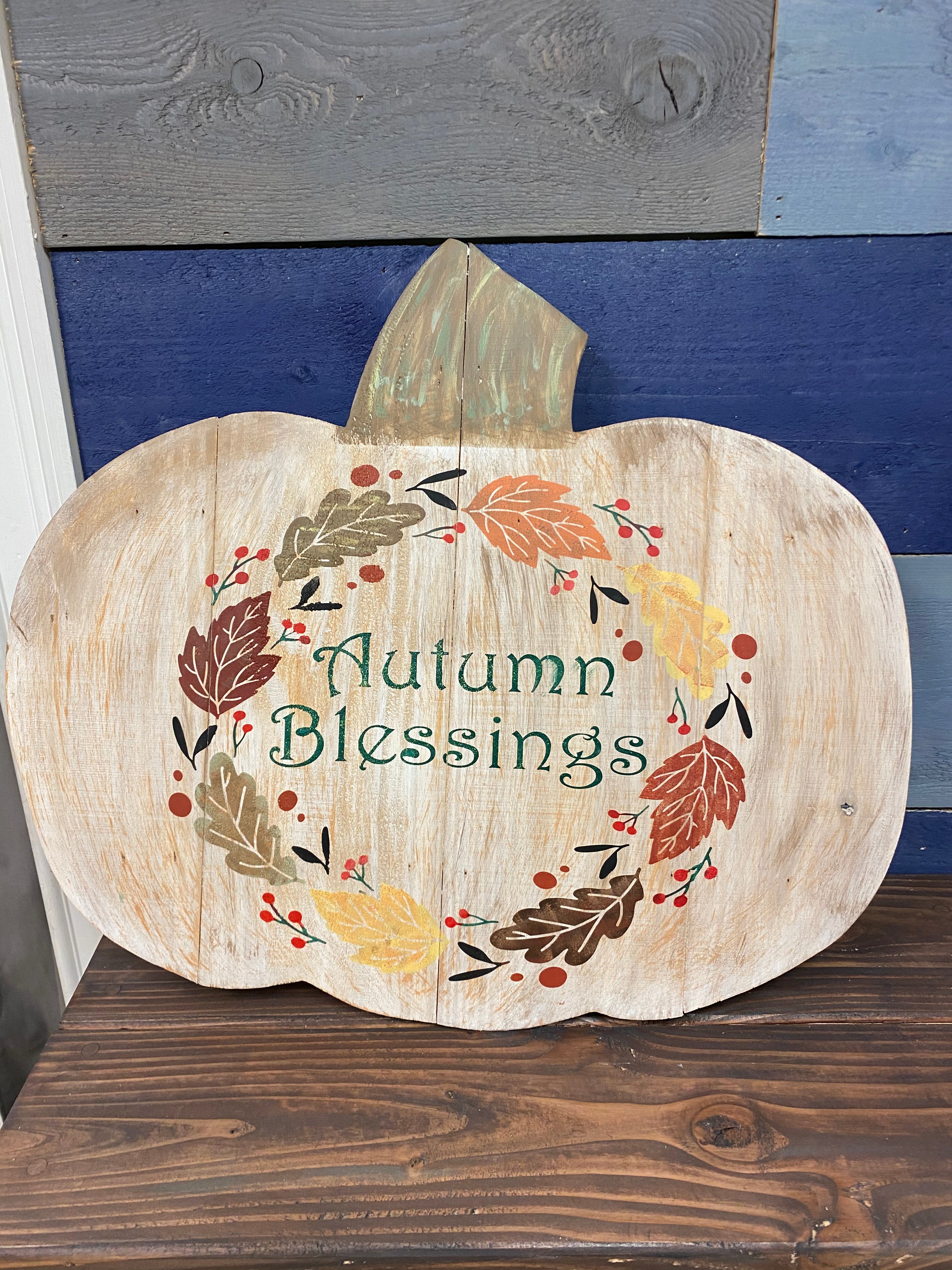 Autumn Blessings Pumpkin Sign