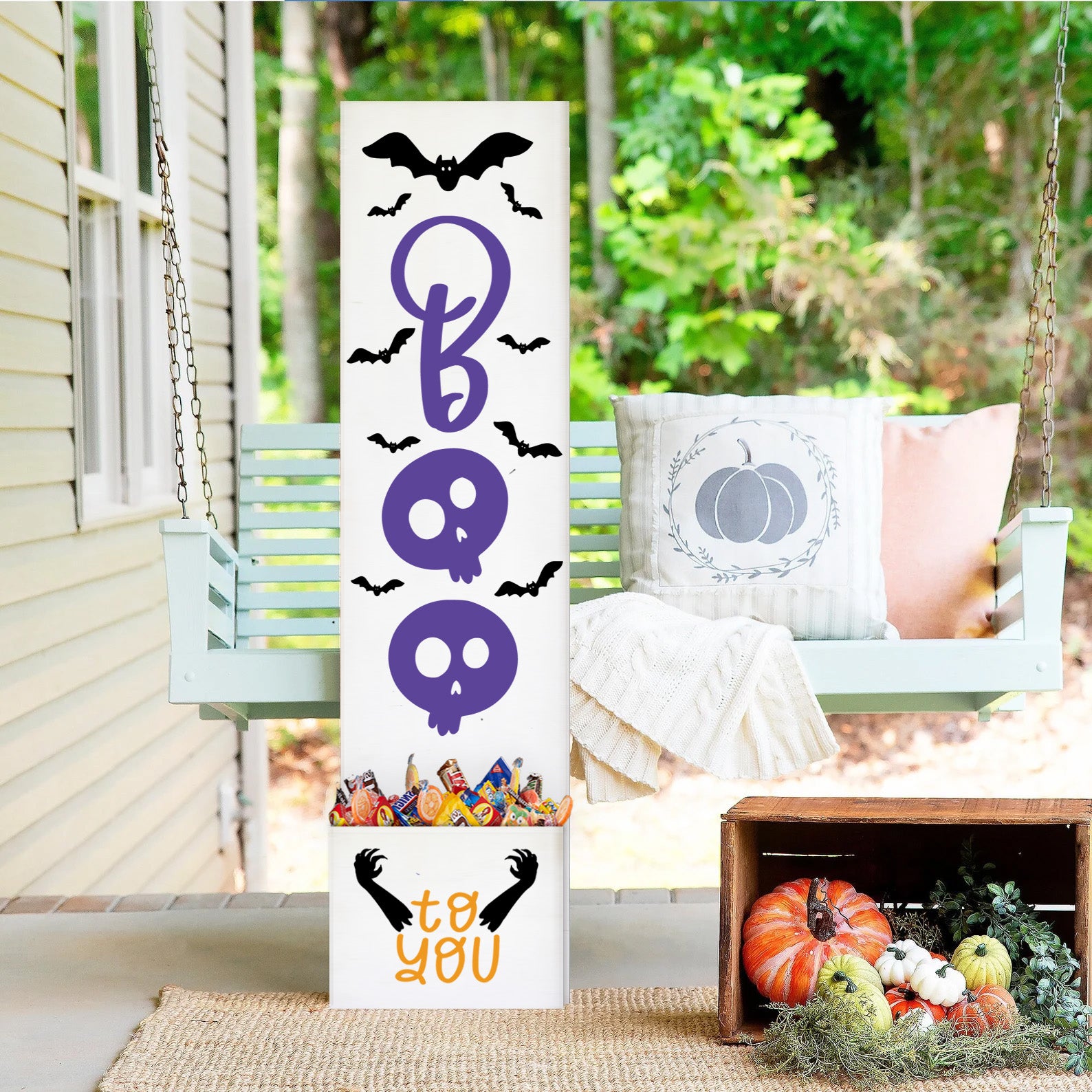 Welcome Fall & Halloween: Porch Planks & Planter Candy Boxes