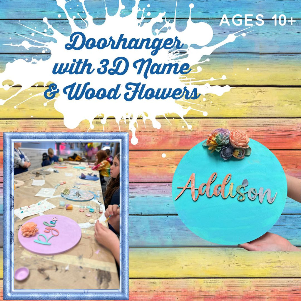 3D Name & Wood Flower Doorhanger Party