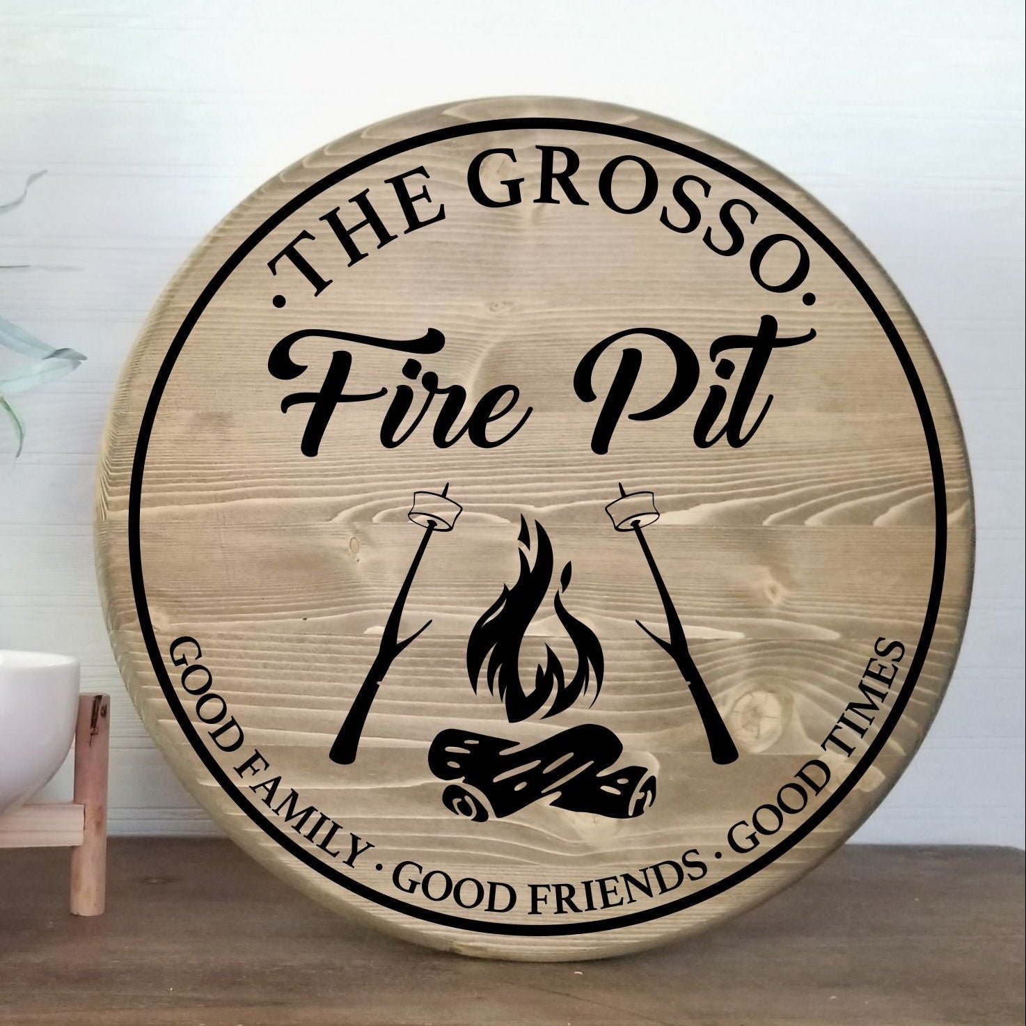 Family Name Fire Pit Round