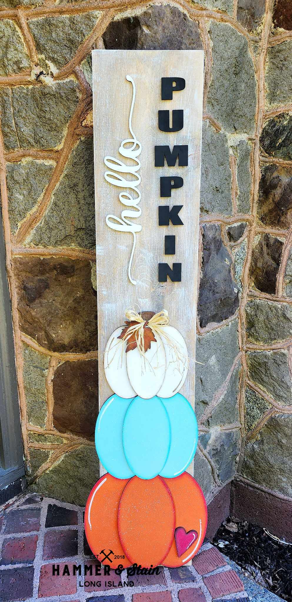 Hello Pumpkin Stack 3D Porch Plank