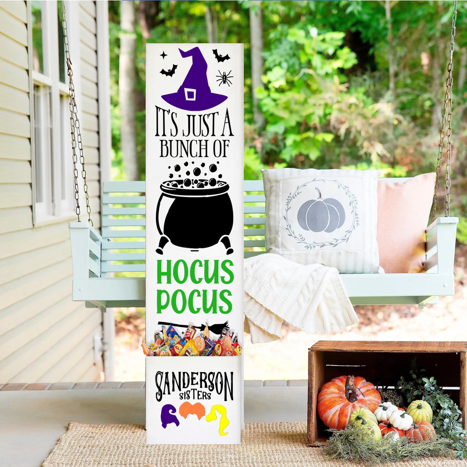 Welcome Fall & Halloween: Porch Planks & Planter Candy Boxes
