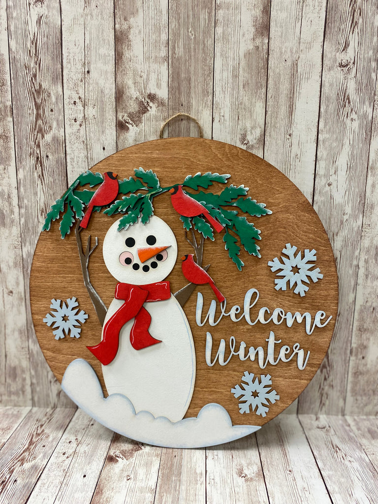 Welcome Winter Snowman 3D Doorhanger