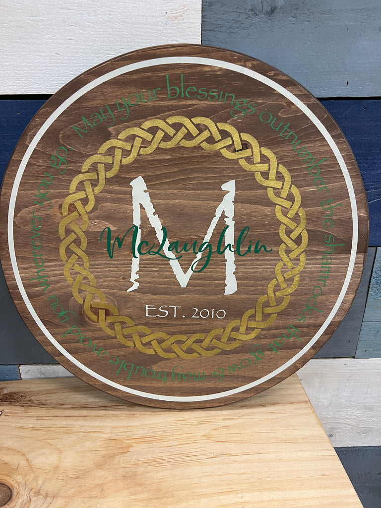 Irish Prayer Monogram Round