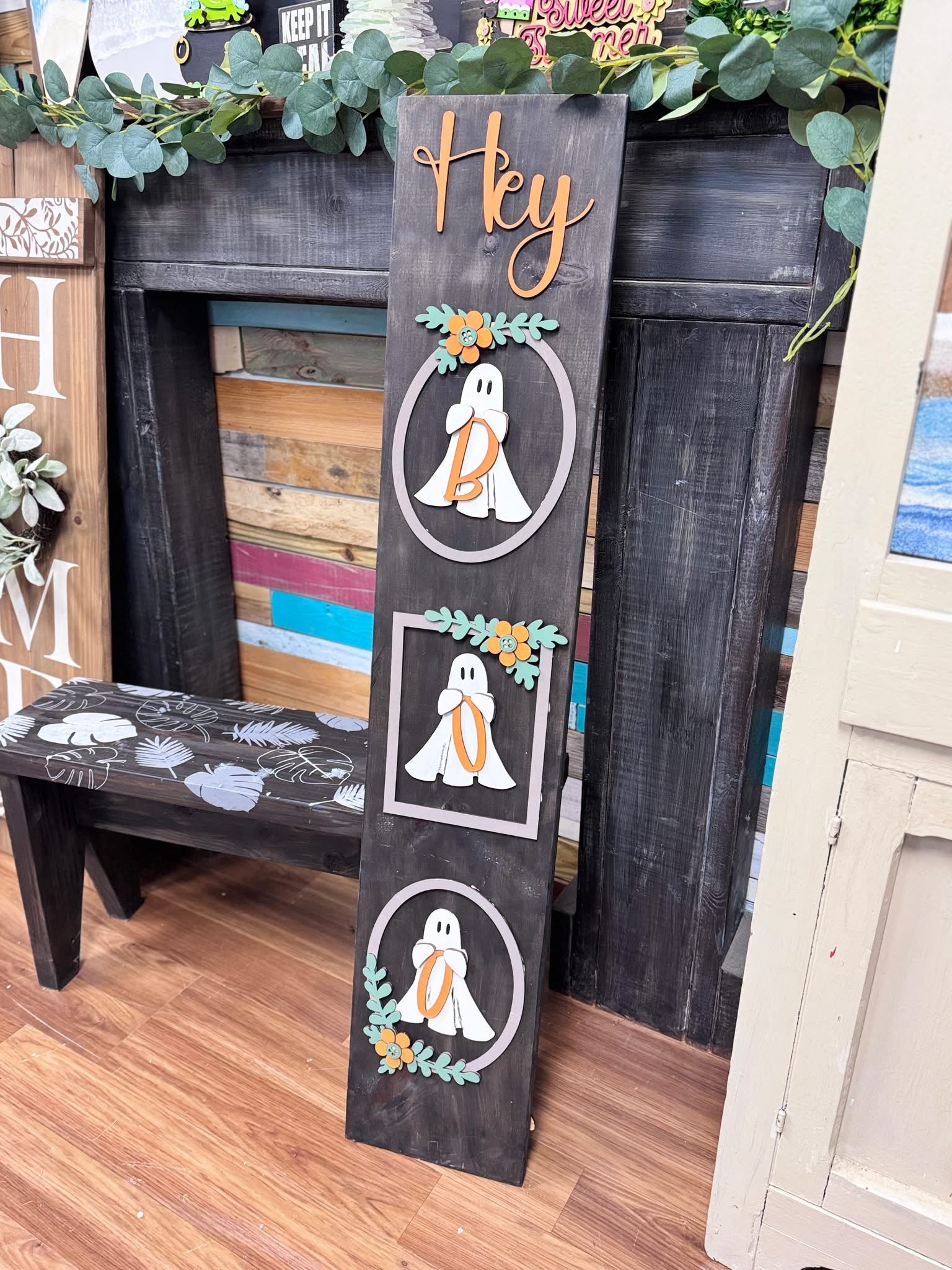 Hey Boo Floral 3D Porch Plank