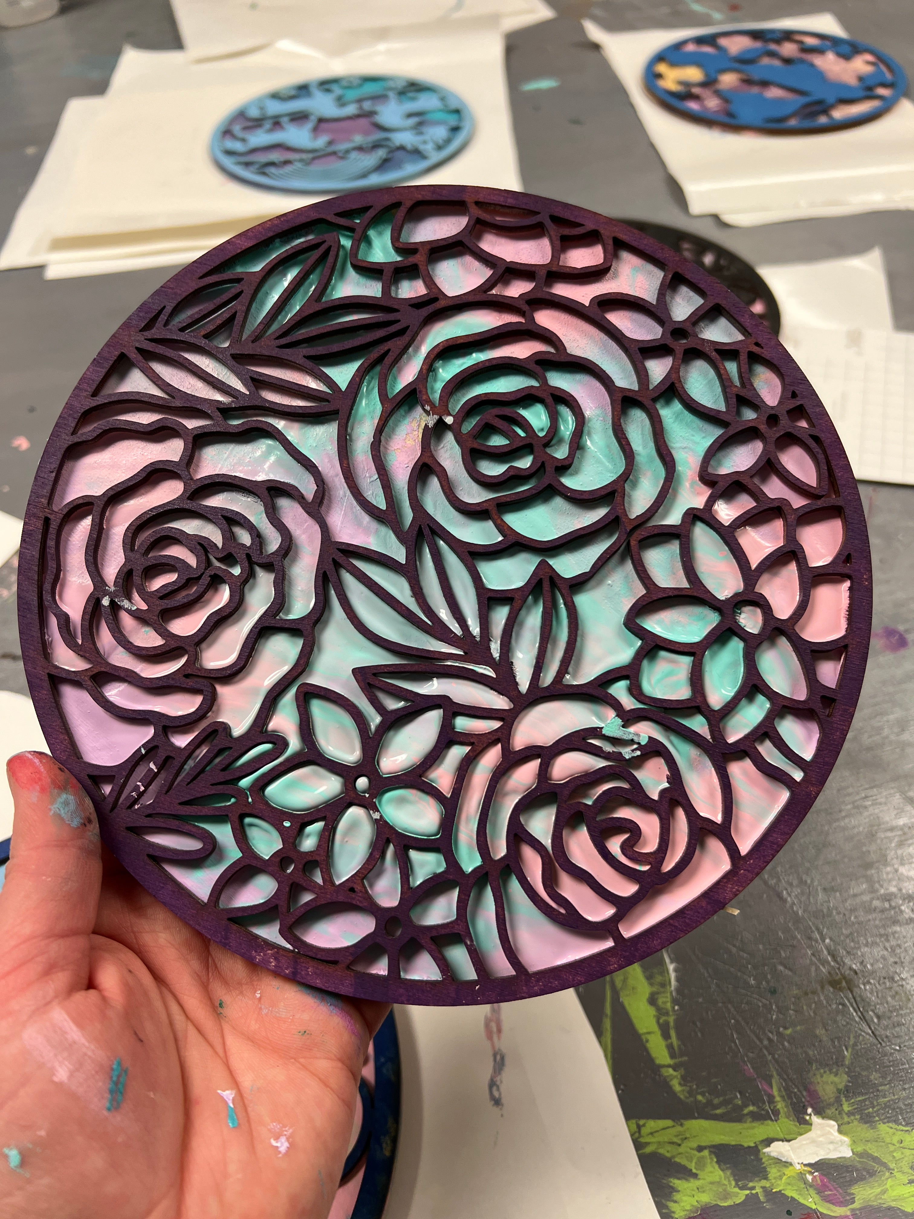 3D Dirty Pour Wood Silhouette Party