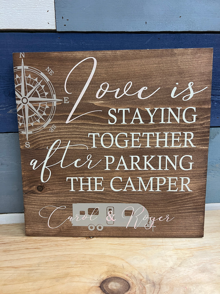 Love Is Staying Together After Parking The Camper Pallet