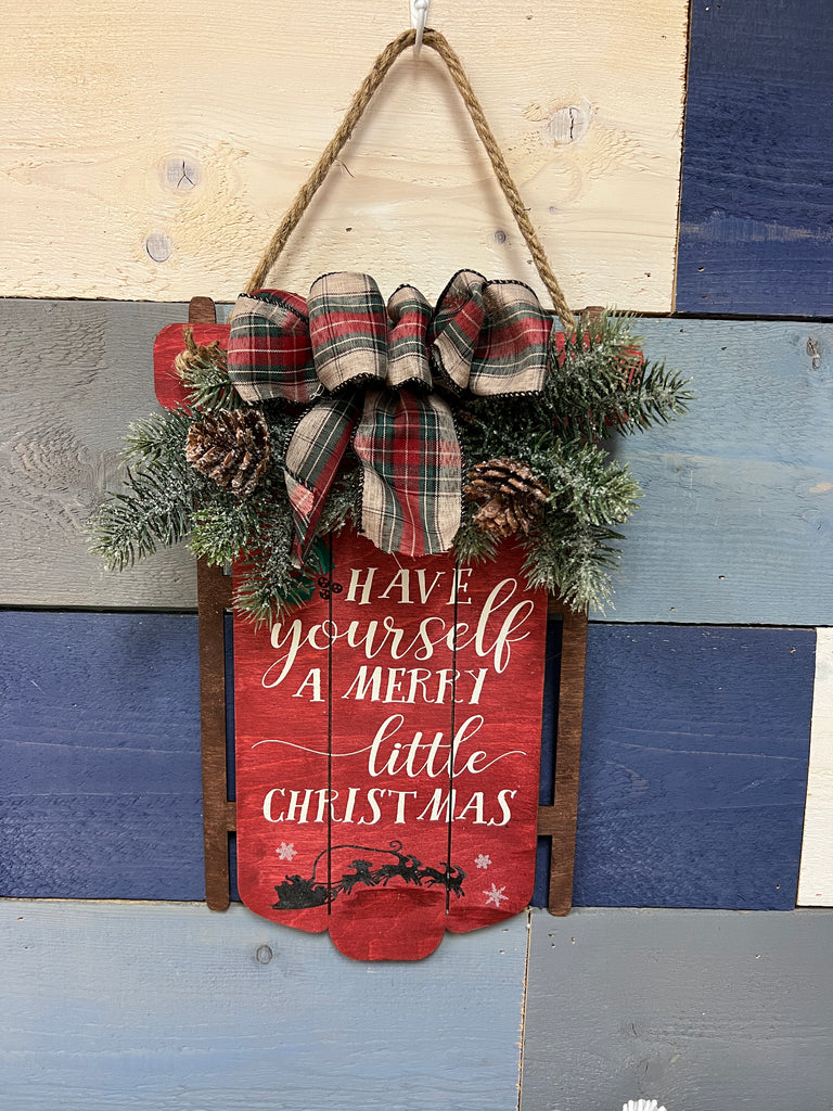 Have Yourself Santa Sleigh Sled Doorhanger