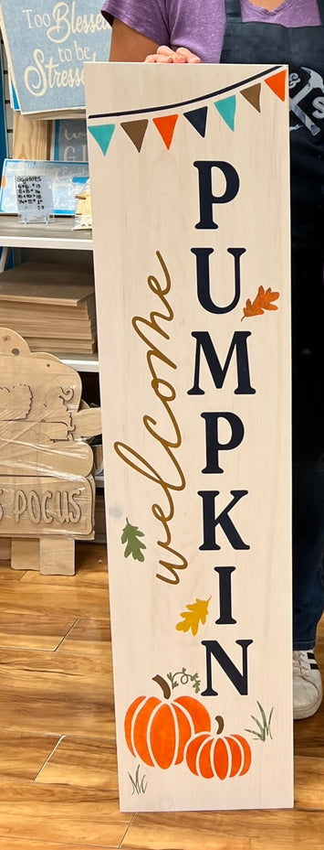 Welcome Pumpkin Porch Plank