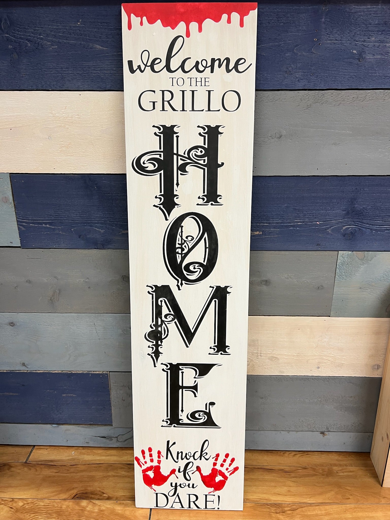Welcome Knock If You Dare Family Name Porch Plank