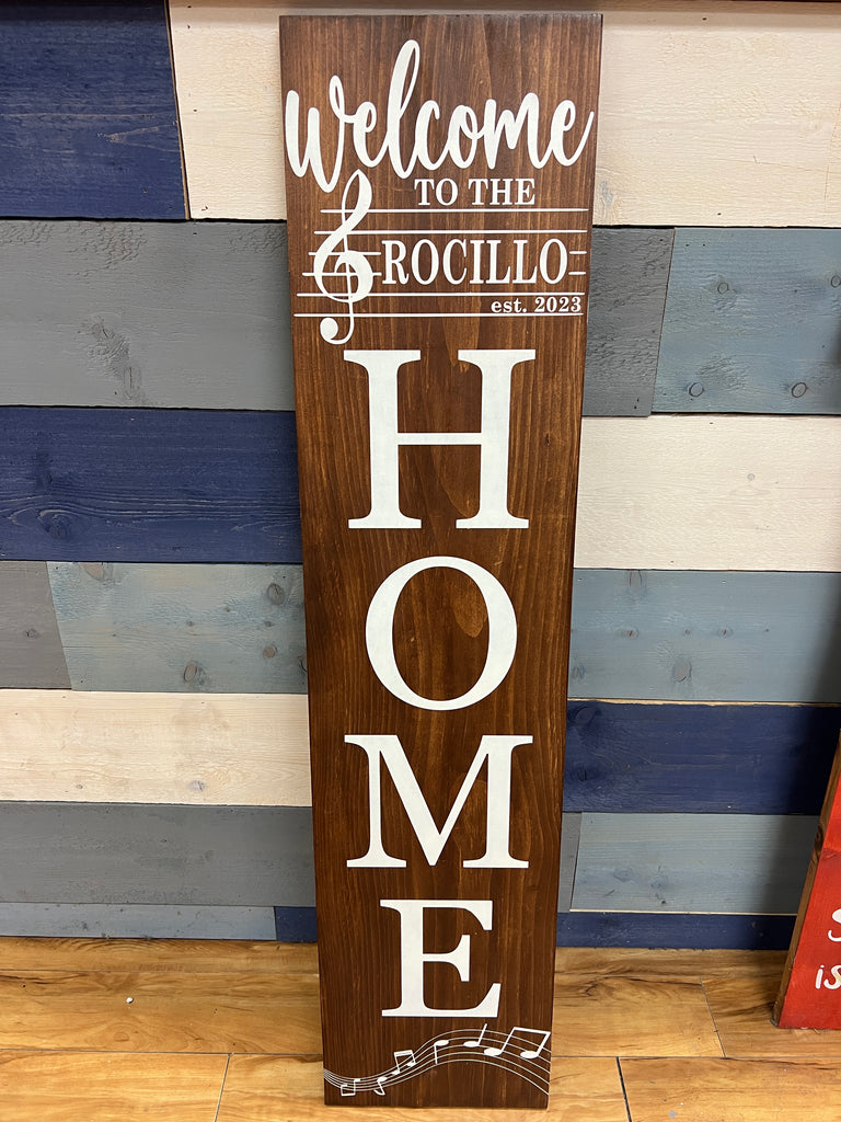Music Note Family Name Welcome Porch Plank