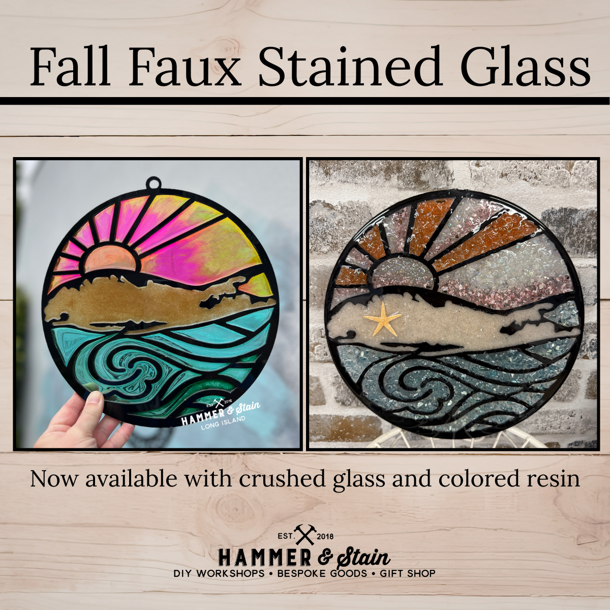 09/10/26 6:00pm Fall & Classic Faux Stained Glass Suncatchers @ Ronkonkoma