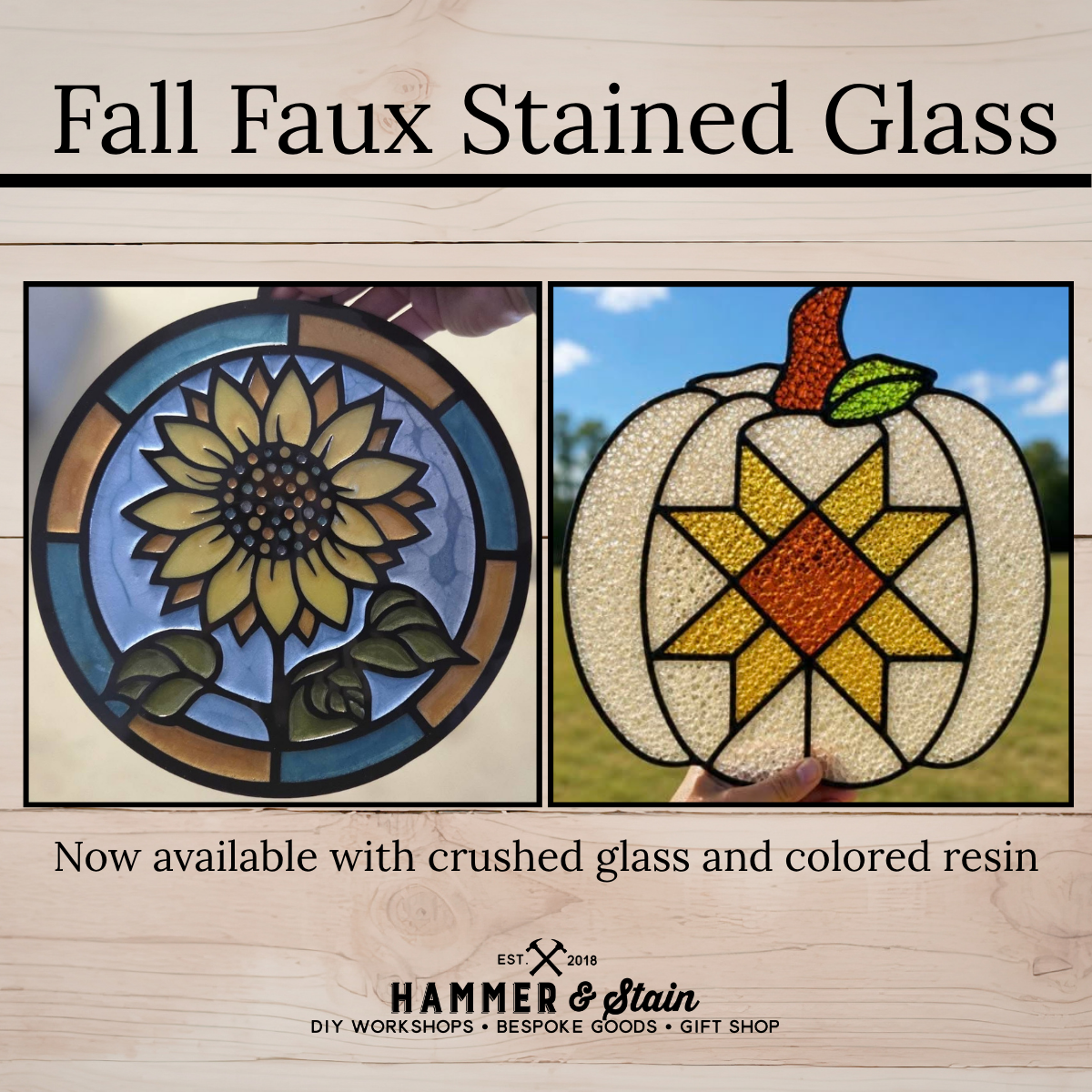10/08/26 6:00pm Fall & Classic Faux Stained Glass Suncatchers @ Ronkonkoma