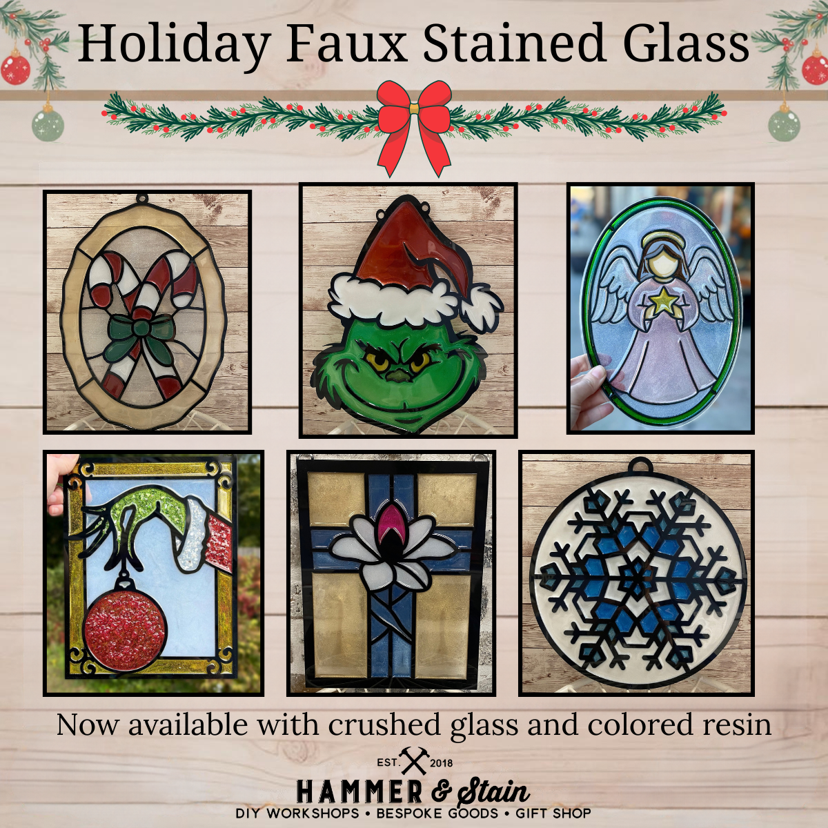 11/06/26 6:00pm Holiday & Classic Faux Stained Glass Suncatchers @ Ronkonkoma