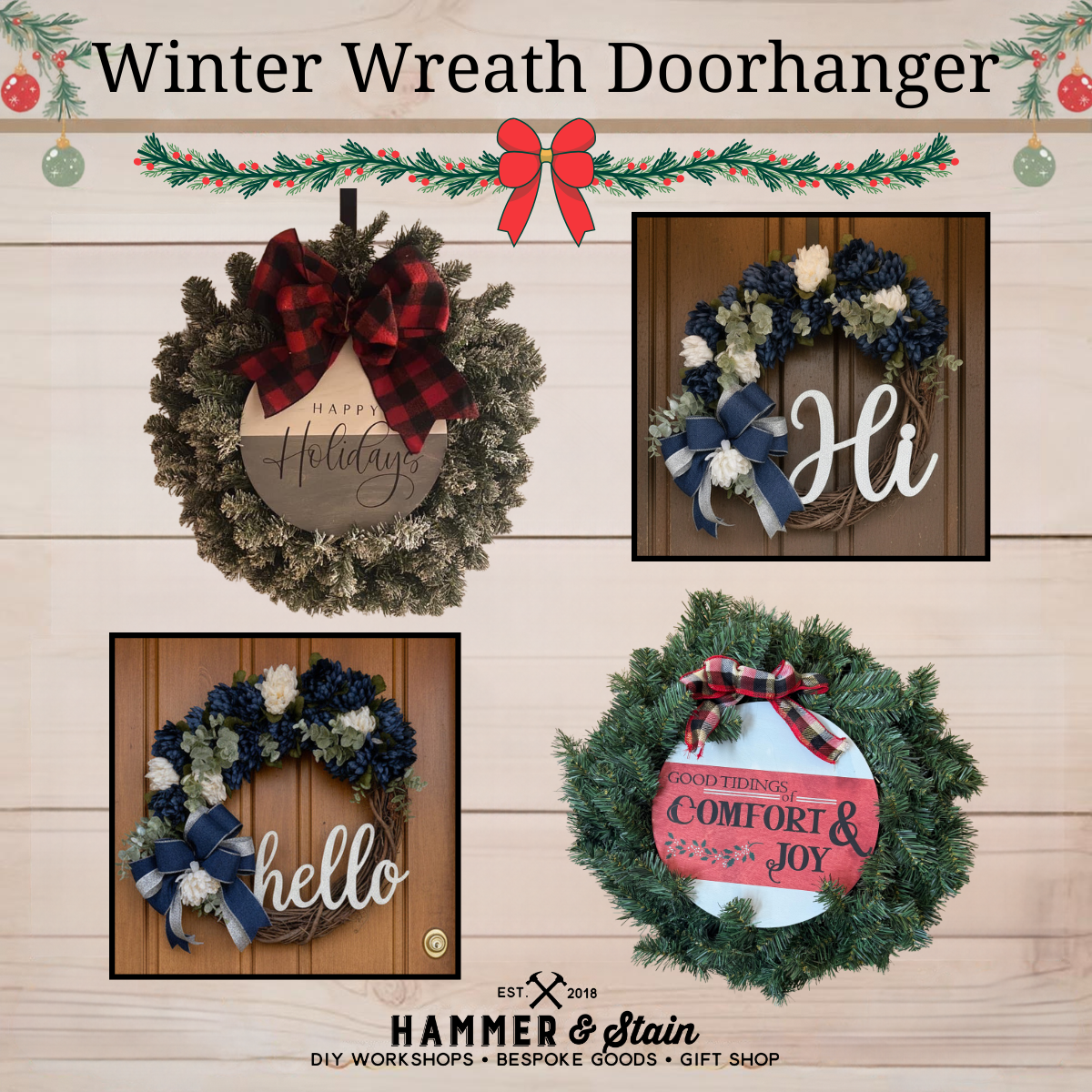11/20/26 6:00pm Build A Wreath Doorhanger Winter @ Ronkonkoma