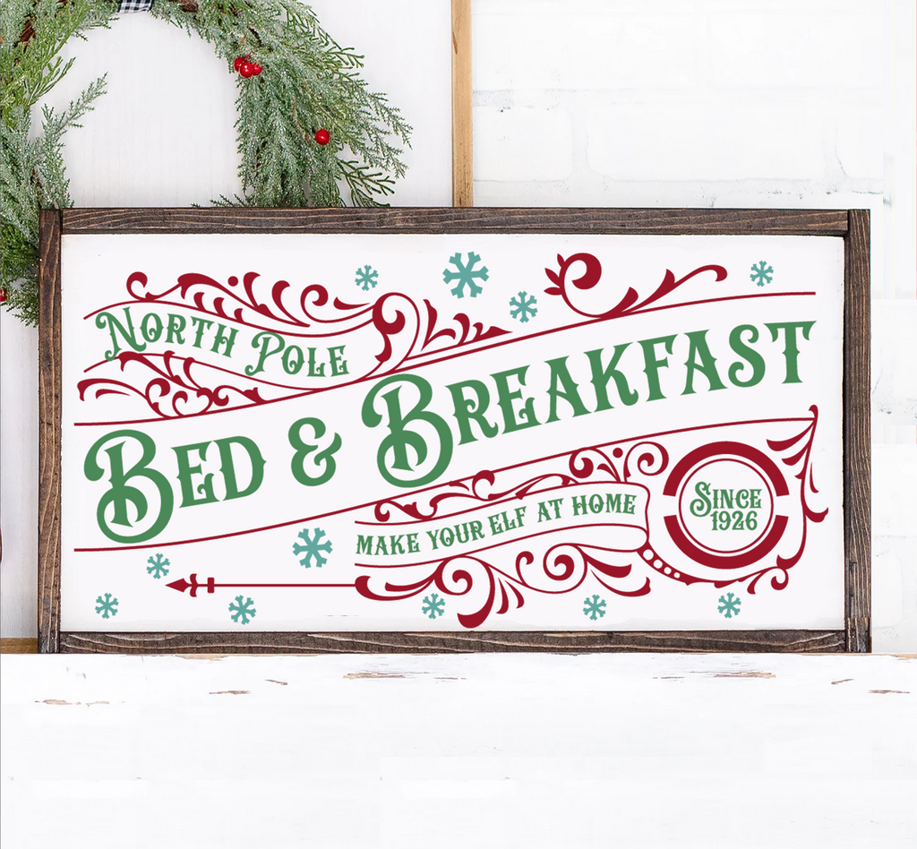 North Pole Bed & Breakfast Framed Sign