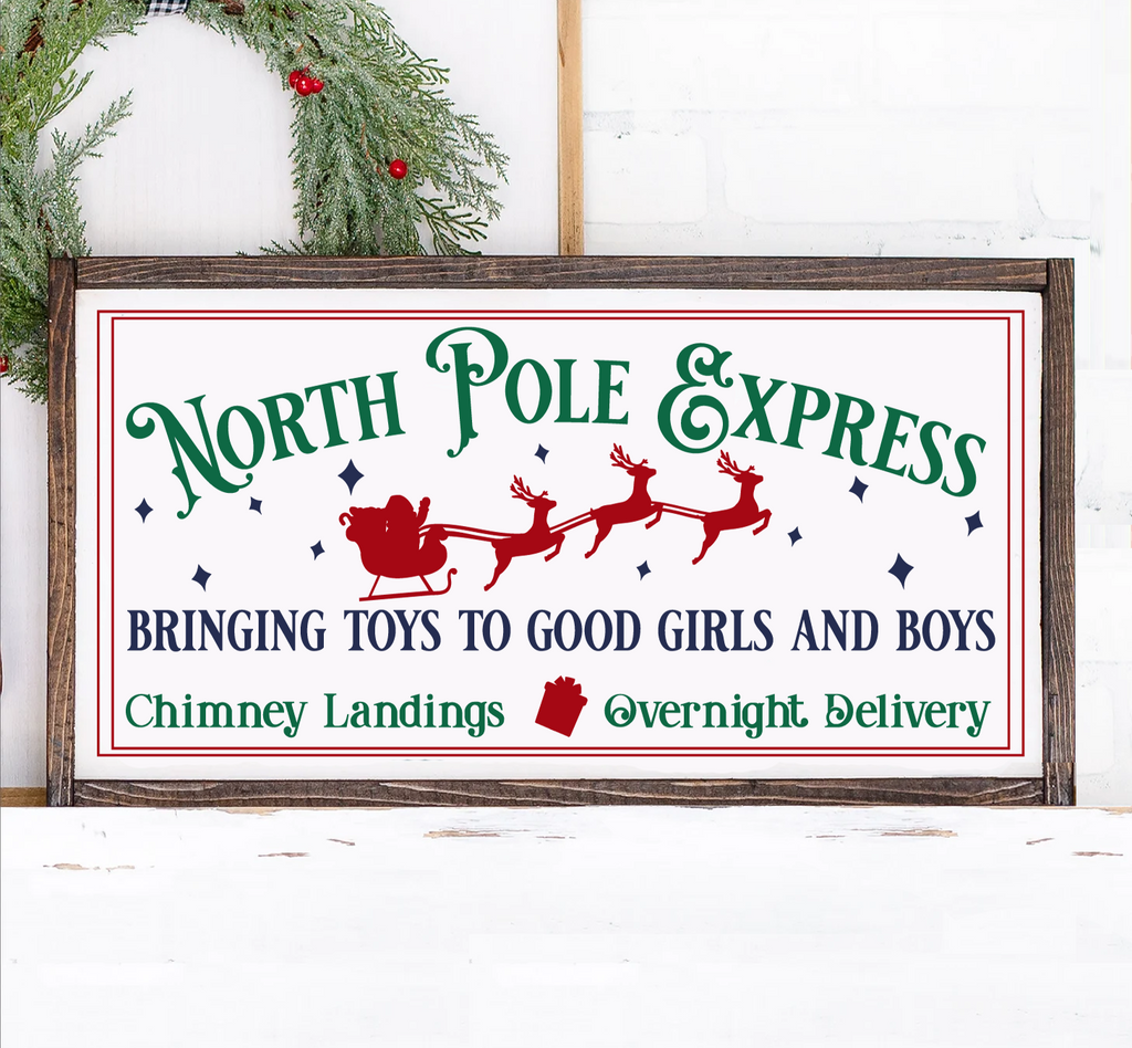 North Pole Express Framed Sign