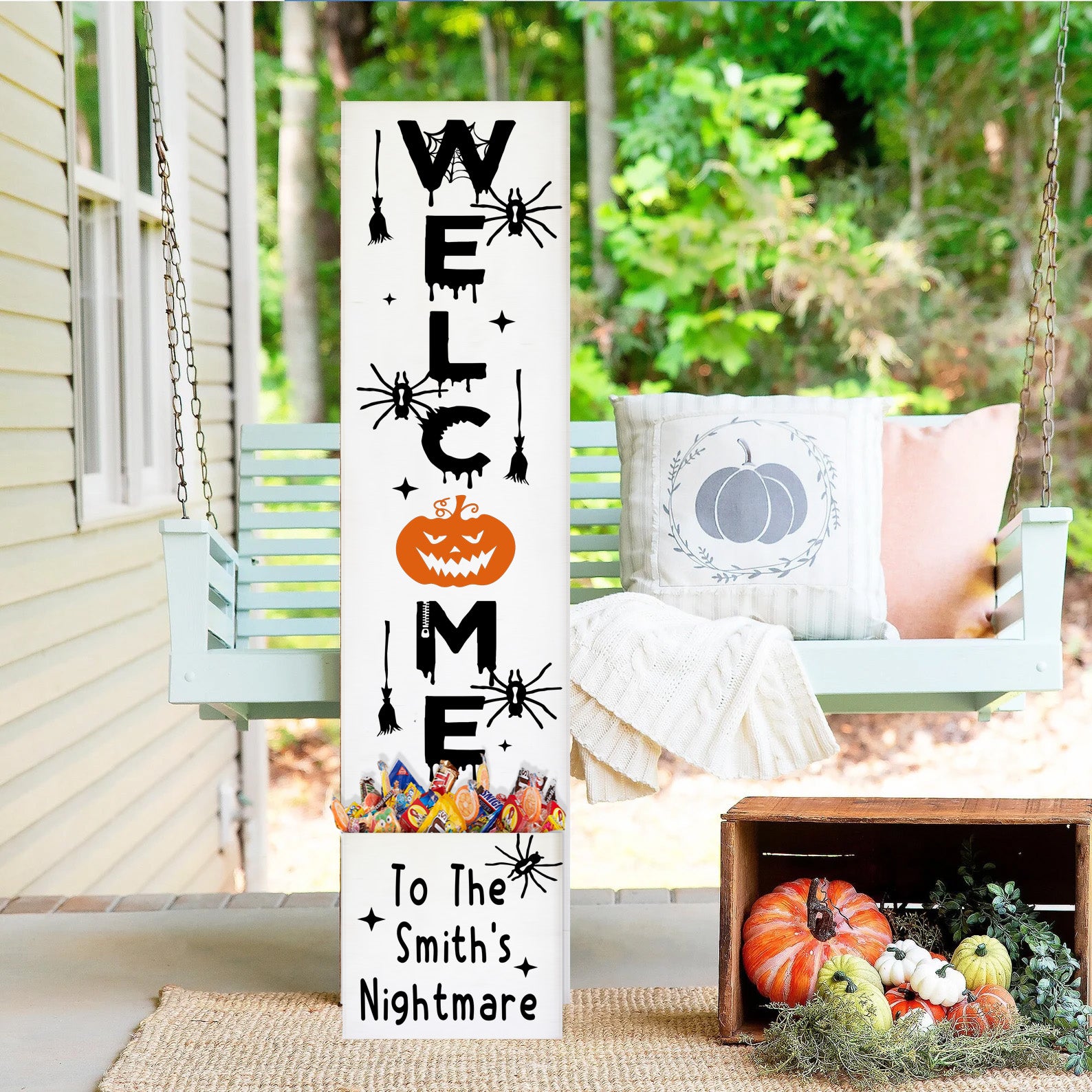 Welcome Fall & Halloween: Porch Planks & Planter Candy Boxes