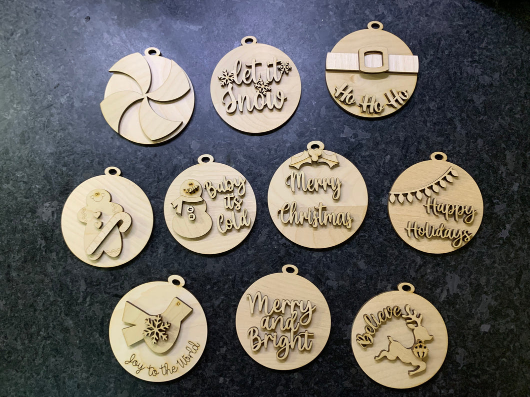 3D Ornaments Festive (Set of 10)