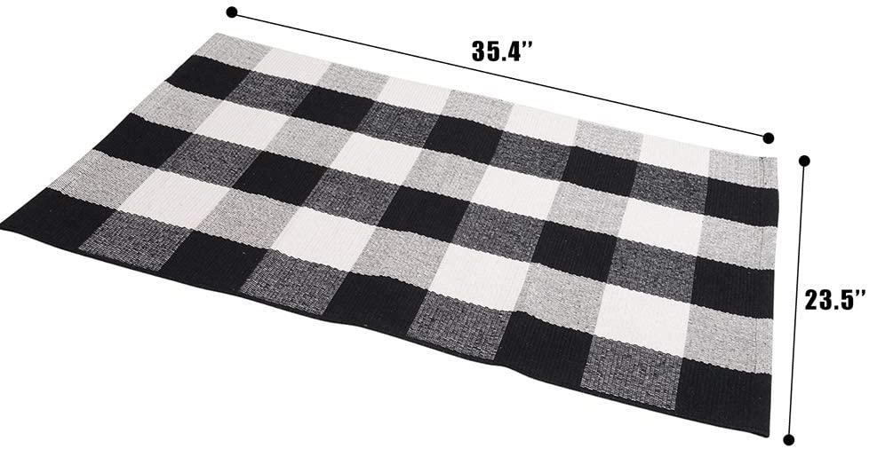 Black & White Plaid Doormat Underlay