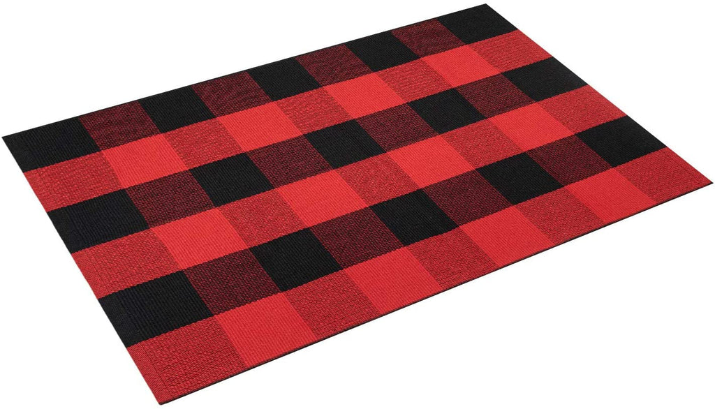 Black & Red Plaid Doormat Underlay