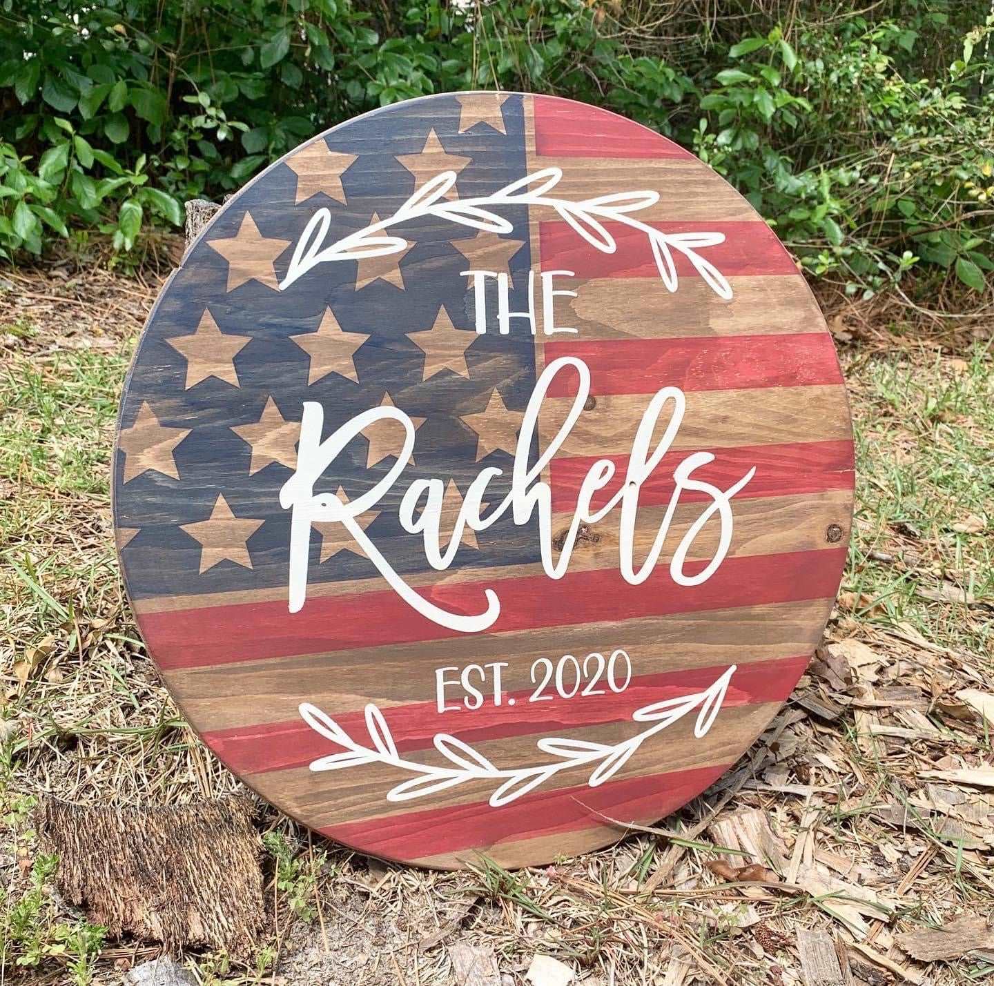 American Flag Family Name Round