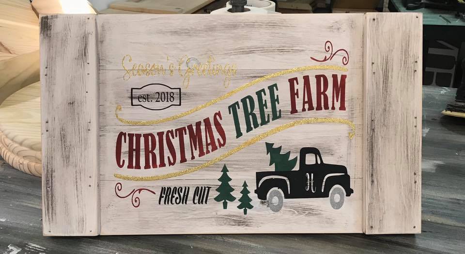 Christmas Tree Farm Farmhouse Tray