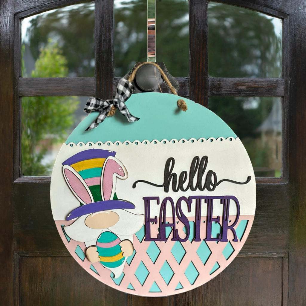 Hello Easter Gnome 3D Doorhanger