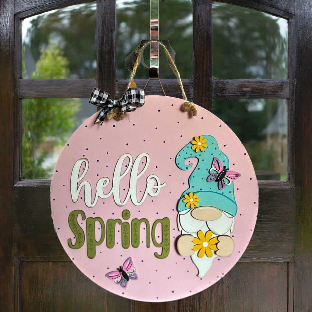 Hello Spring Gnome 3D Doorhanger