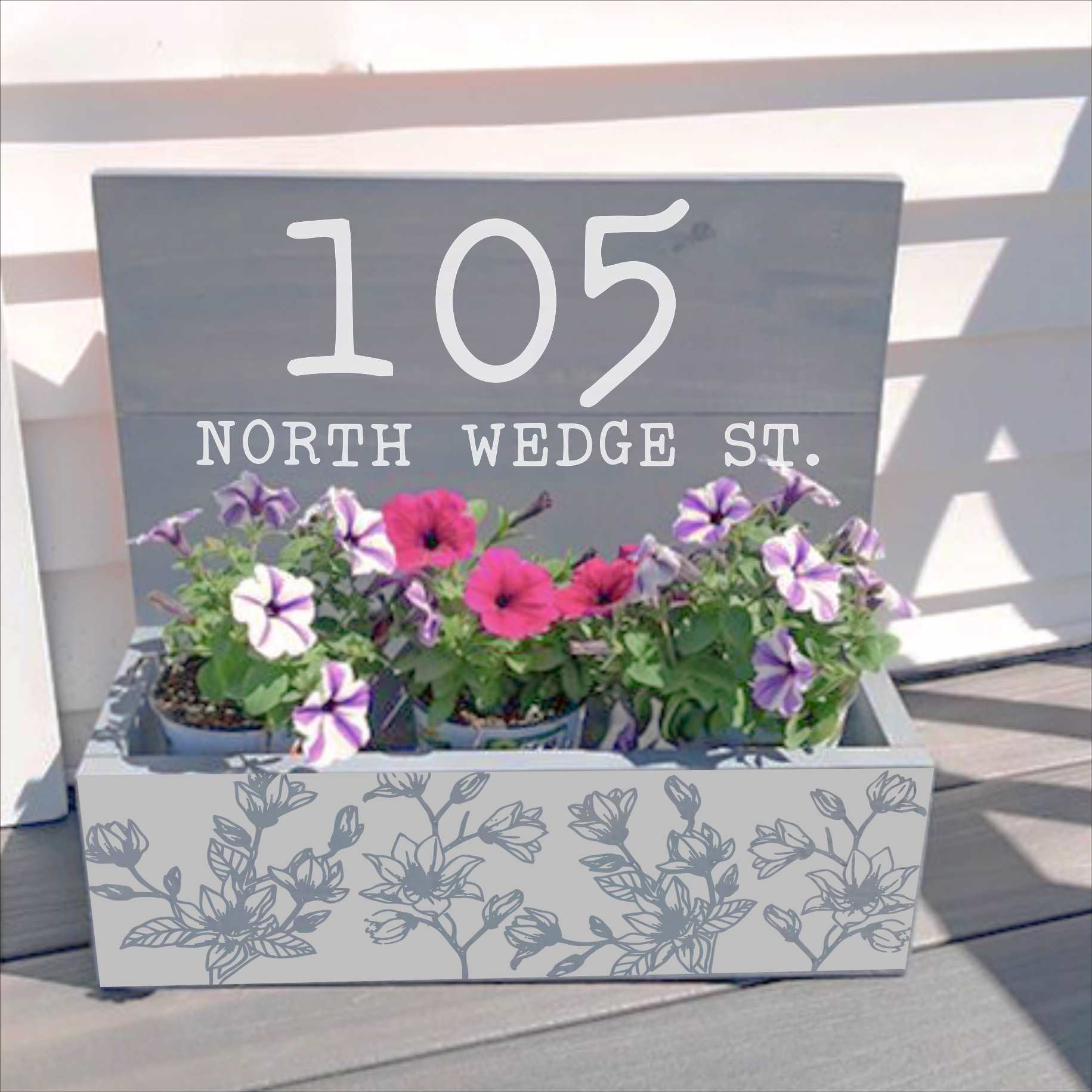 planter box with house number Floral House Number Horizontal House Planter – Hammer & Stain Long Island