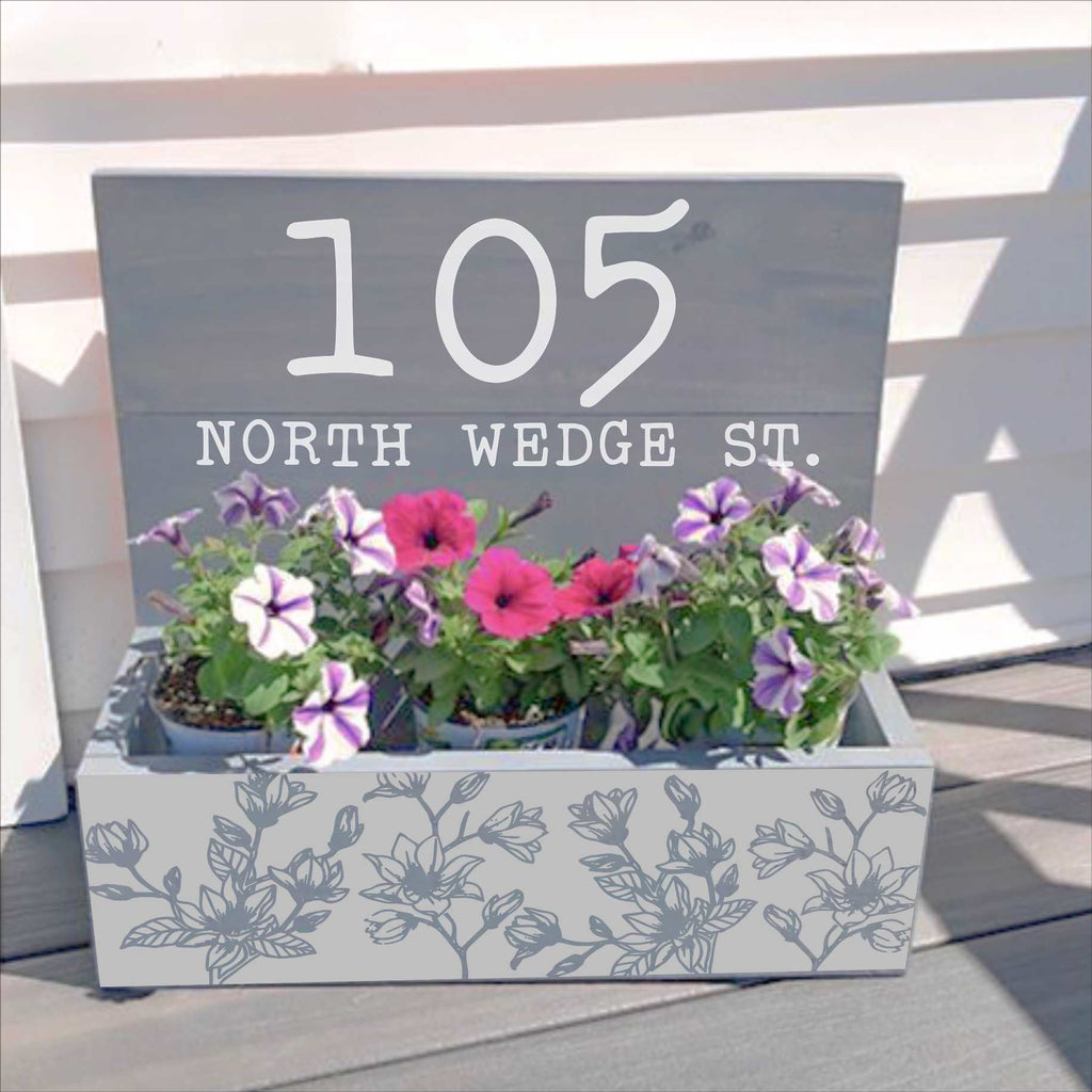 Floral House Number Horizontal House Planter