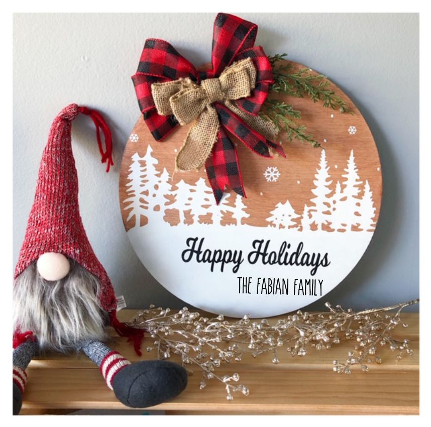 Happy Holidays Forest Doorhanger