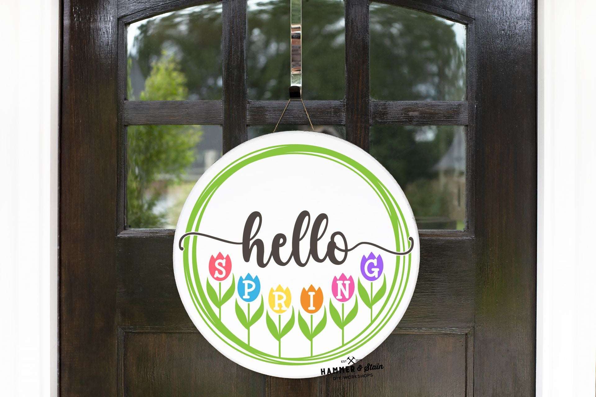 Hello Spring Tulips Doorhanger