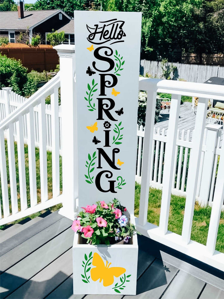 Hello Spring Butterfly Porch Plank Planter