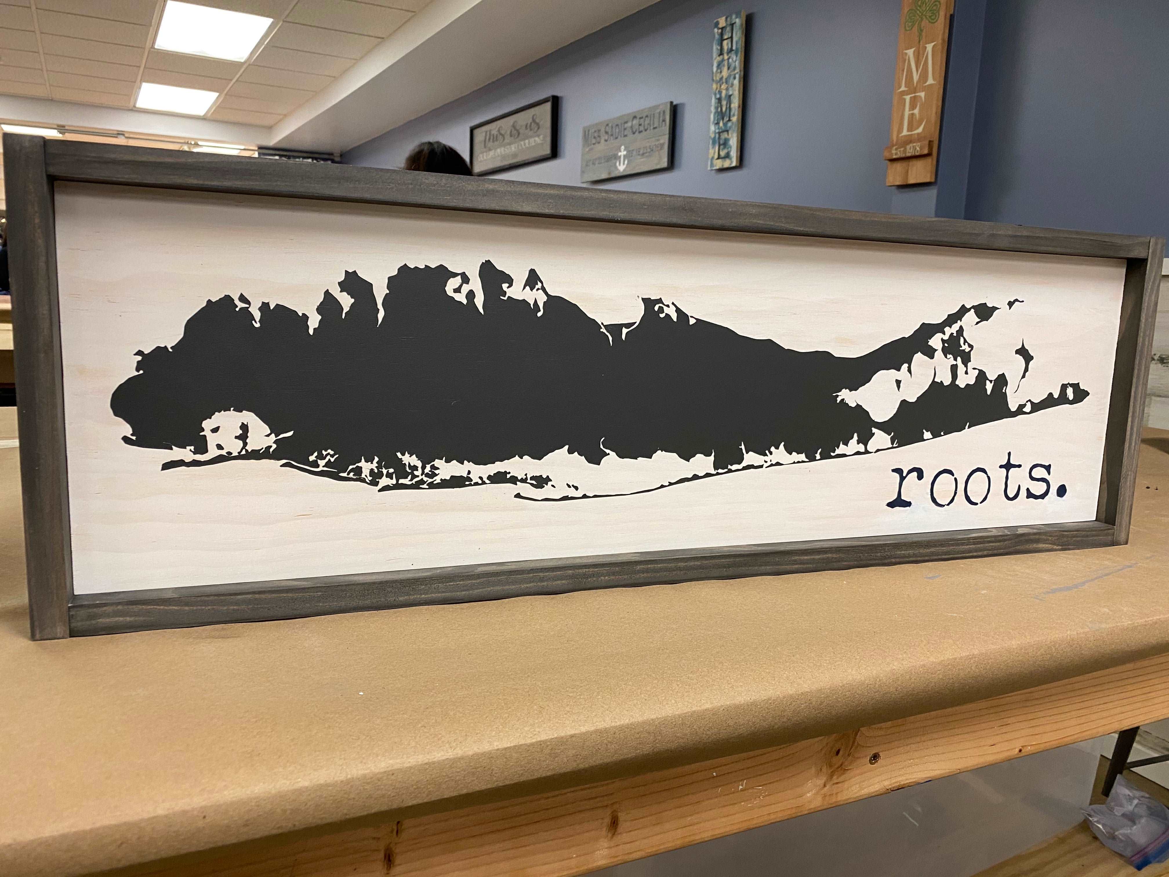 Long Island Roots Framed Sign