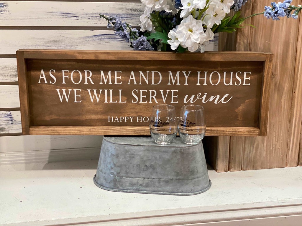 As for Me and My House WINE Framed Sign