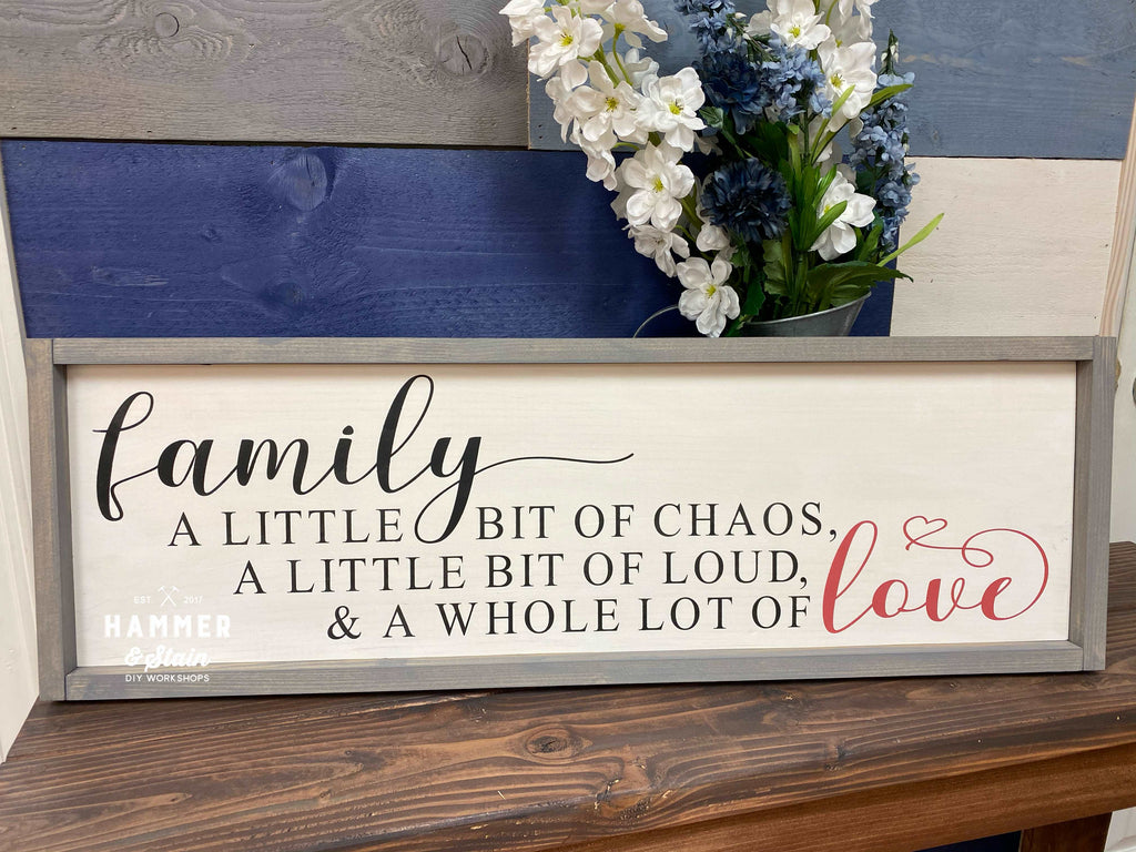 Family A Little Bit Of Chaos Framed Sign