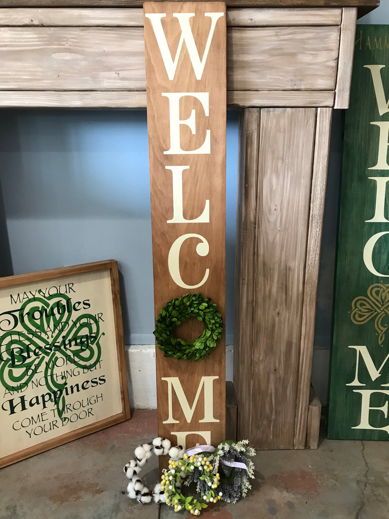 Welcome w/Wreath Slim Porch Plank