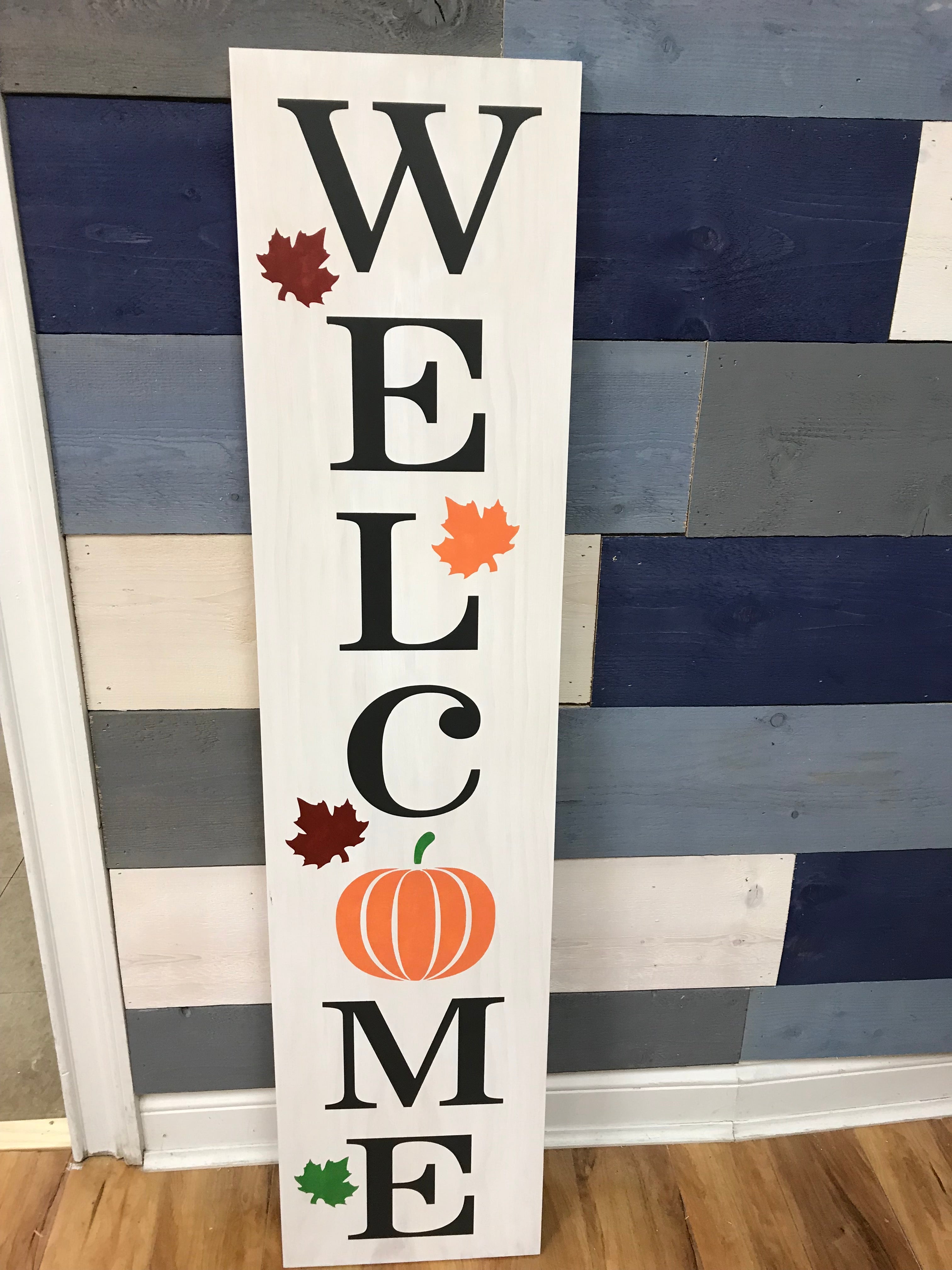 Welcome w/Pumpkin Porch Plank