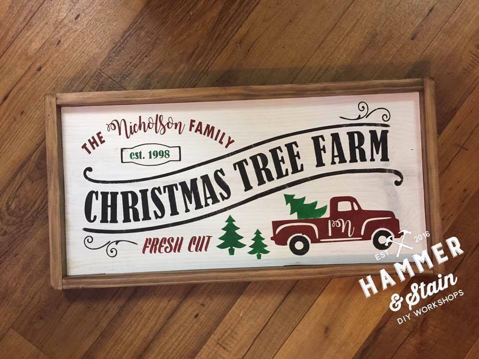 Family Name Christmas Tree Farm Framed Sign